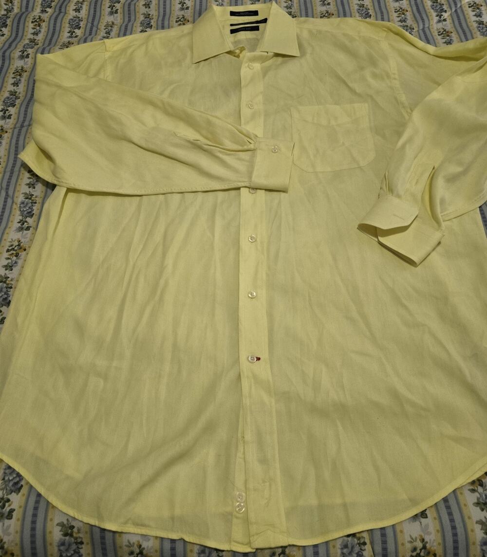 Daniel Cremieux Henry Button Down Yellow Dress Shirt 17.5/35 100% Cotton